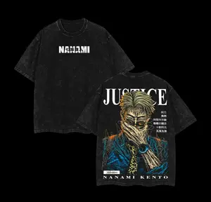 Nanami Kento Tee Washed � Jujutsu Kaisen Vintage Oversized Heavy Cotton Anime T-Shirt