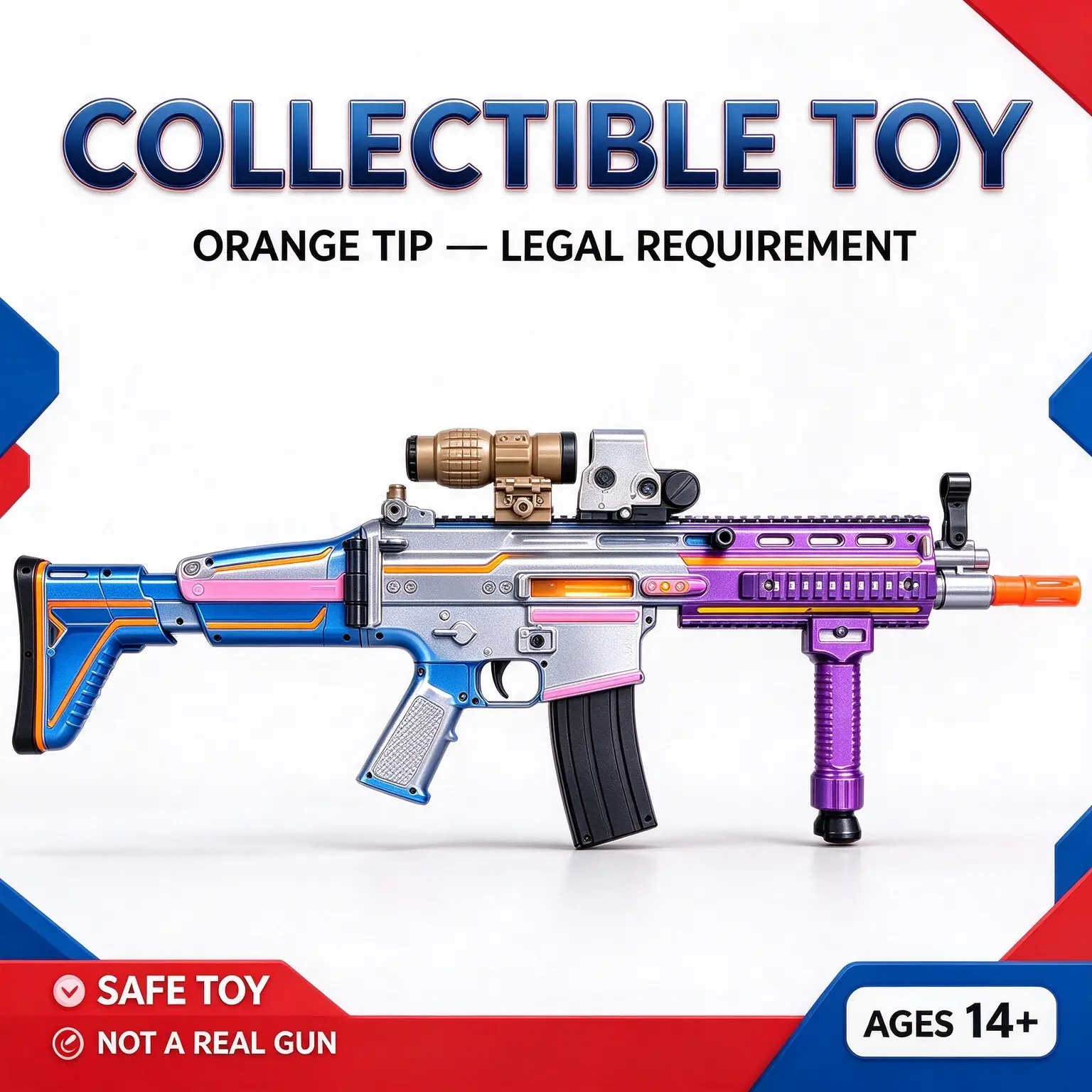 WHSCAR Hobby Collectible Toy Foam Dart Blaster, Blaze Orange Tip, Ages 14+, Outdoor Game, Perfect Gift