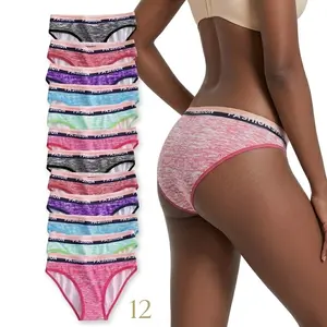 Women’s 12 Pack Breathable Stretch Briefs, Soft Fabric Daily Underwear For All-Day Comfort Scallop Trim Knicker Elastic period underwear underwear for women thong