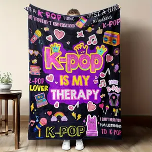 1pc Fleece Blanket Soft Korean Style for Teens Women Kpop Gift Cozy Fleece Throw for Bedroom Living Room Decor