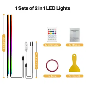Ambient Lighting Car LED Lights Interior 43.3'' USB Powered Acrylic Neon Flexible Strip Fiber Optic LED Kits with Remote APP RGB Music Sync for Dashboard
