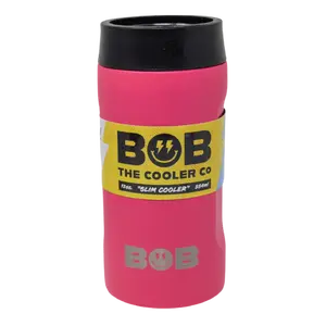 BOB THE COOLER CO - 12oz "Bob's Chillin" Double Wall Insulated Slim Can Cooler, Stainless Steel Can Cooler for Camping, Drink, Beer, Beach & More