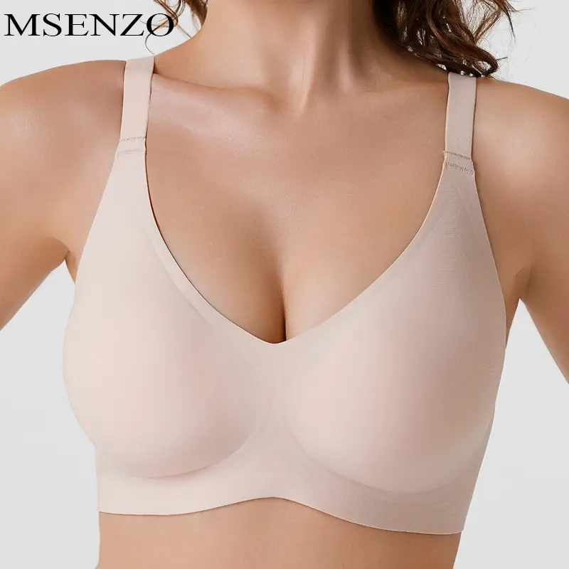 MSENZO Comfort Push Up Jelly Bra - Wireless Steel Ring Free Seamless Full Cup Breathable T-shirt Bra Daily Wear For Women vr  comfy  jelly  bra elegant lace bra underwire push-up bra pad unlined comfort ribbed  bralette 360  support balconette sexy