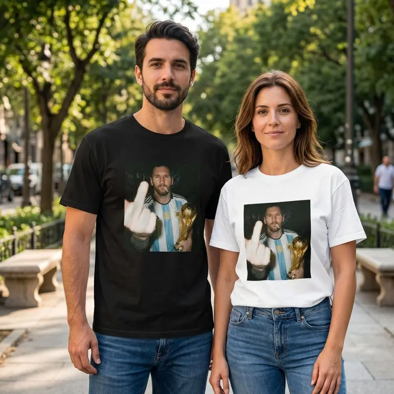 M10 WC Trophy T-Shirt | Edgy Bootleg Streetwear Graphic Tee | Argentina Football Fan Apparel | Unisex Retro Oversized Shirt