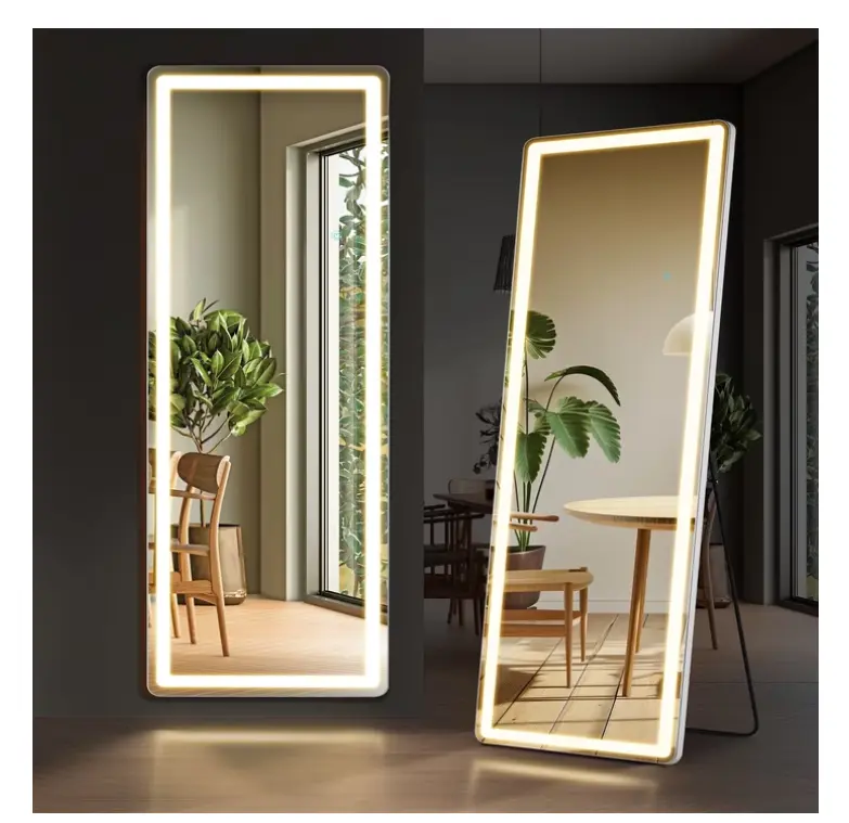 EDX 71"x26" LED Full Length Mirror with Lights, Dimmable Floor Standing Wall Mounted Dressing Mirror, 3 Color Lighting