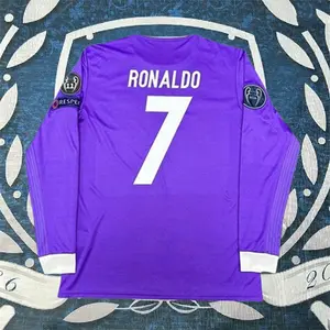 2016 2017 Away Purple No.7 Ronaldo Long Sleeve Soccer Jersey