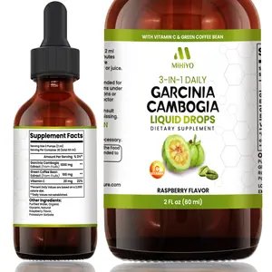 3-in-1 Garcinia Cambogia Liquid Drops - Natrual Extract with Green Coffee Bean & Vitamin C - Support Health and Wellness - Stronger Than Pills & Capsules - Natural Raspberry Flavor - 2 fl oz (60 ml)