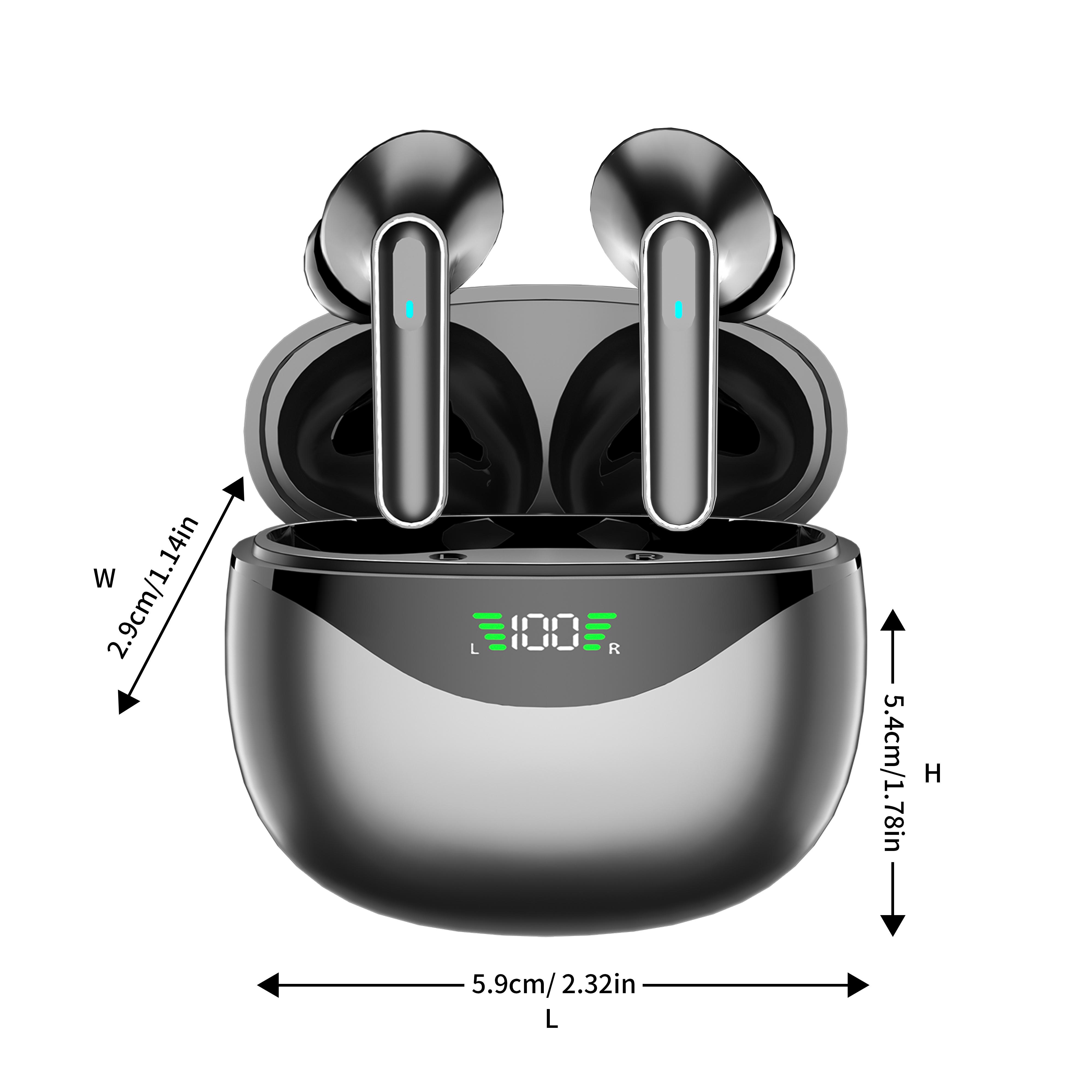 Wireless Earbuds for Music, Stereo Headset, Touch Control in Ear Earphones, Sport Headphones with LED Digital Display Charging Case