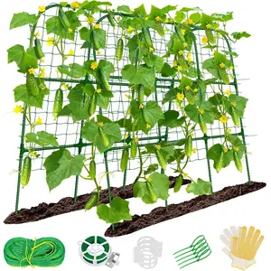 Cucumber Trellis for Raised Bed, 50''x48'' U-Shape Trellis for Climbing Plants, Arch Plant, Vegetables Trellis for Squash Grape Pea Bean Vines Flower