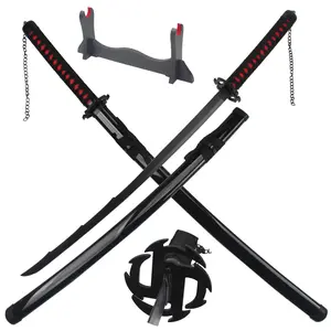 ELERVINO Real Bleach Sword Cosplay 41 inches Not Sharp Samurai Katana with Wooden Holder Stand Display Anime Fans for Halloween Role Playing Props Cosplay Collection Decoration Christmas Gift Birthday New Year