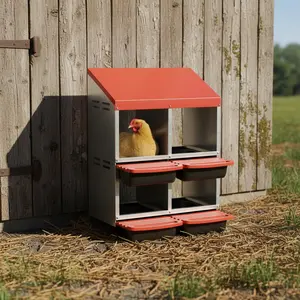 Garvee Upgraded Heavy Duty Chicken Nesting Box – 3 Compartments, Roll-Away Automatic Egg Trays, Durable Galvanized Steel, Easy Wall Mount, With Legs, For Poultry Coop and Hen House