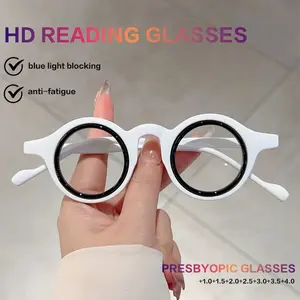 Fashion Retro Round Frame Reading Glasses for Men and Women, Elegant Lightweight PC Material, +1.0 to +4.0 Magnification for Daily Use, Reading Eyeglasses