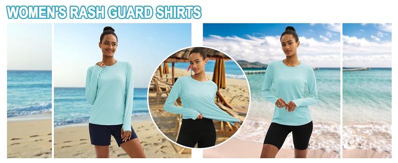 TACVASEN Long Sleeve Shirts for Women Workout Top UPF 80+ UV Protection Lightweight Rash Guard with Pocket Running Shirt