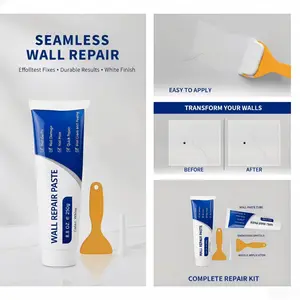 Wall Repair Paste 250g Instant Drywall Patch Kit, Fix Holes Cracks in Seconds, No Sanding or Tools Required, Waterproof Durable Wall Mending Compound, Perfect for Homeowners Renters Fast Easy Wall Fix Solution White Spackle