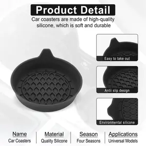 Silicone Car Cup Holder Coasters, 4 Pack Anti-Slip Universal Car Drink Holder Mats, Heat Resistant Washable Auto Cup Insert Pads for Most Vehicles