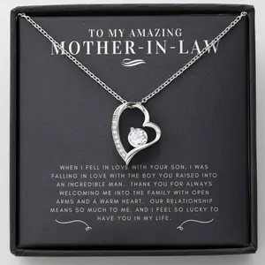To My Mother-In-Law, Mother-In-Law Pendant, Mom-In-Law Necklace, To My Future Mom-In-Law, Gift For Mother-In-Law, Mother-In-Law Necklace, Mother's day Gift Necklace With Meaningful Message Card Inside & Box