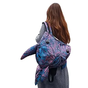 Y2K Funny Whale Shark Shape Backpack Durable Large Capacity Travel Bag Women Men Cute Outdoor Cartoon Knapsack Student Schoolbag