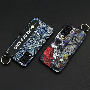 Shockproof Kickstand Phone Case For TCL T-Mobile Revvl V+ 5G/Revvl V Plus 5G Silicone Soft case Fashion Design Phone Holder Wrist Strap Anti-dust Graffiti ring Lanyard Durable