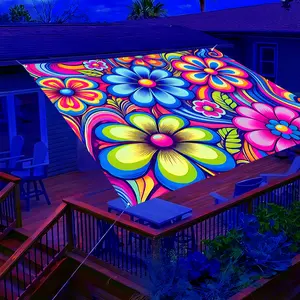 1Pcs UV Glowing Flower Canopy - Lightweight Polyester Sunshade, Suitable for Beach, Camping, Garden, and Picnic - Outdoor Sunshade, Ideal for Adventure (Support Poles Not Included)