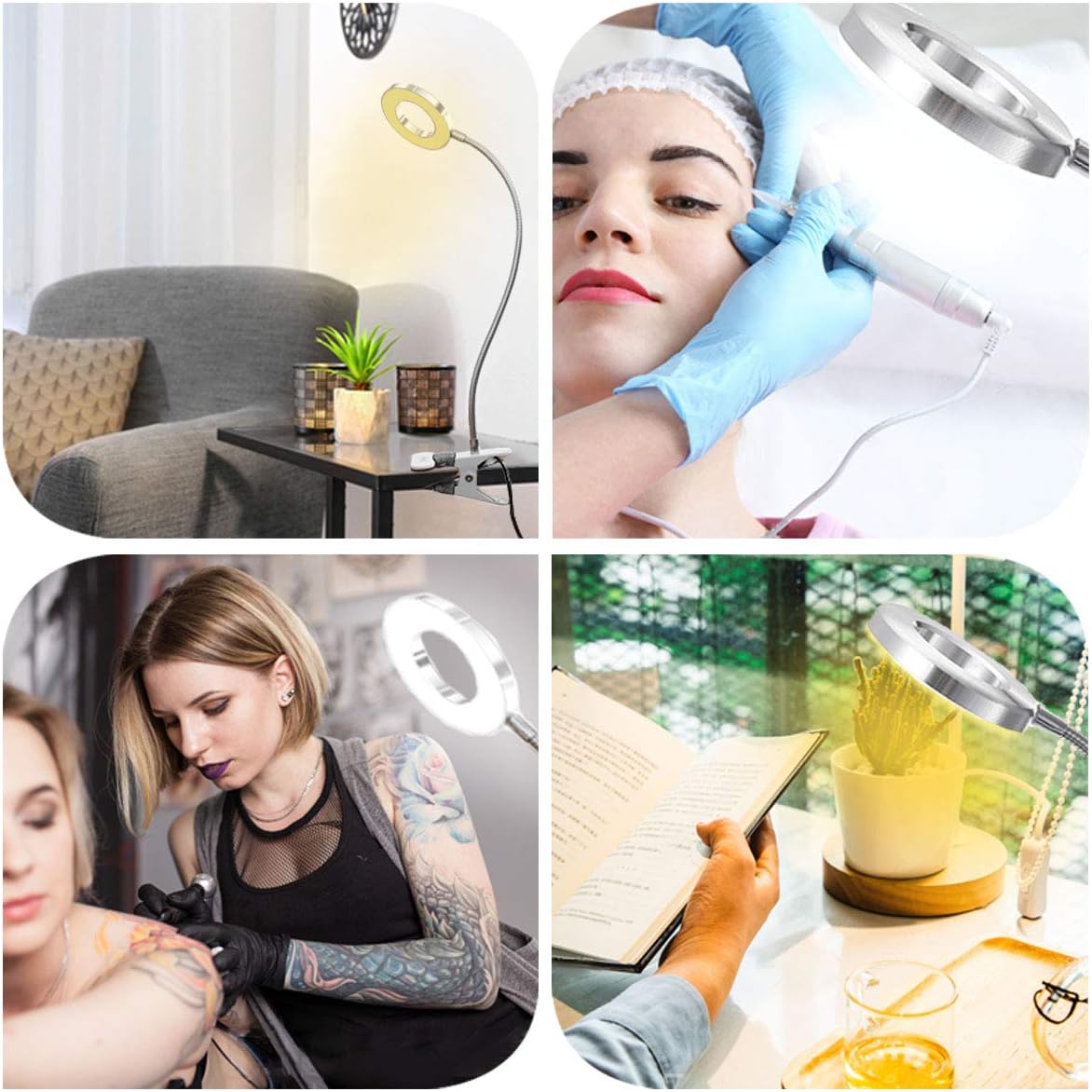 Clip on Light Reading Lights, 48 LED USB Book Light with 3 Color Modes, 10 Brightness Dimmer & 360° Flexible Gooseneck Bed Night Light, Eyelash Lamp for Makeup, Nail Art, Tattoo, Manicure Clip on Light Reading Lights, 48 LED USB Book Light with 3 Color Modes, 10 Brightness Dimmer & 360° Flexible Gooseneck Bed Night Light, Eyelash Lamp for Makeup, Nail Art, Tattoo, Manicure