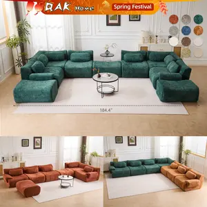QAK 184" Living Room Bone-Free Sofa Set Cloud Modular Sofa Boxed, Memory Foam Modern Sofa, Large Comfort Compression Sofa, Compact Space Bedroom Apartment Two-Person Sofa