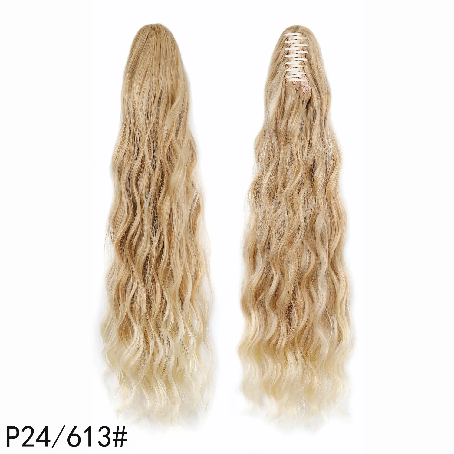 Mystique Ponytail Extension Claw 24 inch Water Wave Pony Tail Clip in Claw Hair Extensions Fluffy Natural Looking Synthetic Hairpiece for Women