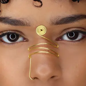 Third Eye Spiral Nose Cuff Energy Activation Jewelry Gold Wire Face Adornment Healing Copper for Spiritual Enhancements