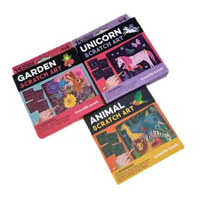 Unicorn & Animal Scratch Art for Kids - 4x4 Crayon Boxes with Assorted Artworks