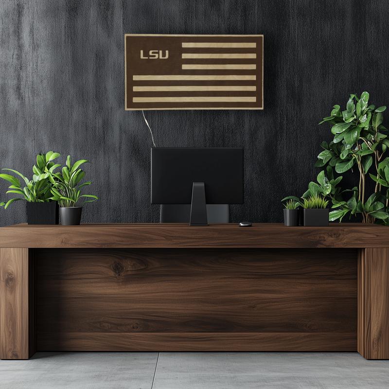 LSU Tigers Flag Wood LED Sign | Handcrafted, Officially Licensed, Made in USA