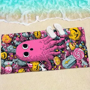 1pc Extra Large Quick-Dry Lightweight Sports Towel-Blanket, Cozy Pink Ghosts Jack-O'-Lanterns Bats Print, Gothic Pink & Black Spooky Decor, Gym Travel Use, Perfect Gift for Teens