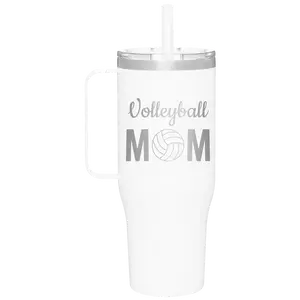 Mom Volleyball2 40 oz Tumbler Mug | White
