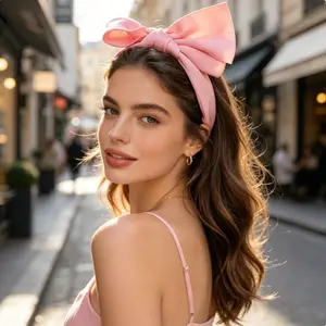 3 Large Bow Hairbands, Sweet Girl Style Hair Accessories, Wide Band Fabric Non-Slip Design, Perfect for Daily Commute, Dates, Festive