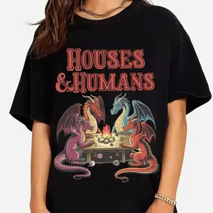 Houses and Humans RPG Graphic T-Shirt – DnD Class Tee, Funny Dungeon Master Shirt, Vintage Geek Cotton Top, Casual Tabletop Gamer Apparel