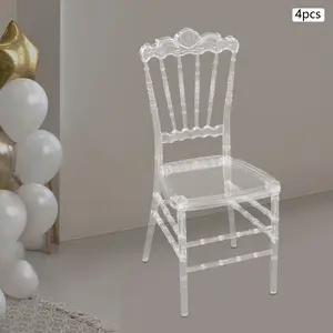 CNCEST 4-Pack Clear PC Dining Chairs 352lb Capacity Stackable Modern Chairs for Kitchen/Wedding/Events (15.16" Seat, Easy Assembly)