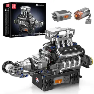 Mould King 10206 V8 Engine Building Block Sets, Constrution STEM DIY for Adults boy Toy Gift, Motor Model to Build Your Mini Engine That Works, 8-Cylinder Car Engine Building Engineering Toys, 737+PCS