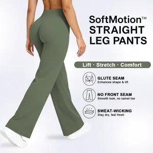 DEEFY-Sportswear SoftMotion Straight Leg Bottoms 30.5" & 31.5" Inseam Fitness Gymwear Women Workout Breathable Light Thin Sportswear Gym Outdoor Sports Yoga Pants Wide Sweatpants Solid Color Joggers