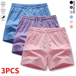 Women’s casual athletic shorts set (3 pieces), featuring drawstring and elastic waistband — suitable for outdoor sports, fitness, running, and casual wear; women’s shorts, summer bottoms