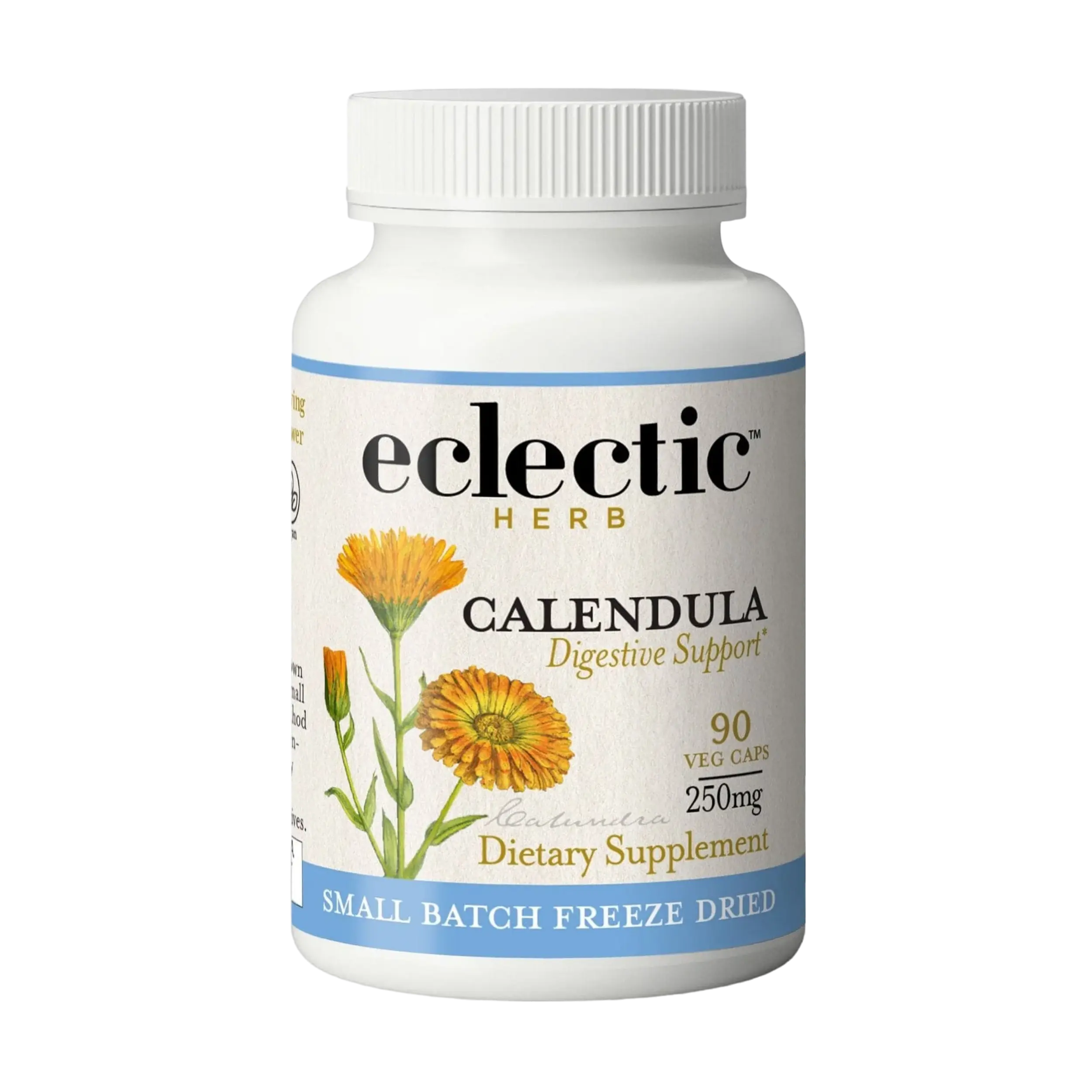 Eclectic Herb Calendula Capsules - 90 Vegan Capsules, 250mg Each, Oregon-Grown Organic, Freeze-Dried, Natural Digestive Support Supplement