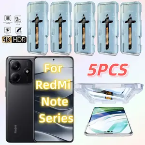 5-Pack HD Tempered Glass Screen Protector for Redmi Note 13 Pro+/14 Pro/14 Pro+/15/15 Pro+, Ultra-Sensitive Fingerprint Unlock, 9h Hardness