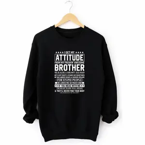 All-Season Long Sleeve Sweatshirt Featuring a Witty 'Awesome Siblings' Attitude Quote and Crew Neck Design