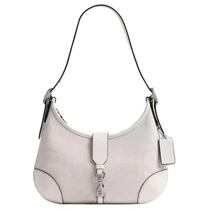 COACH Hamptons 26 Medium Tote Bag with Silver Hardware in White Recycled Polyester for Women