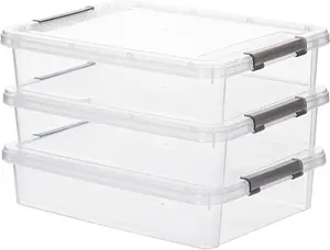 Office Multi-functional Storage Box with Snap-lock Sealing, Stackable A4 Paper Storage Set