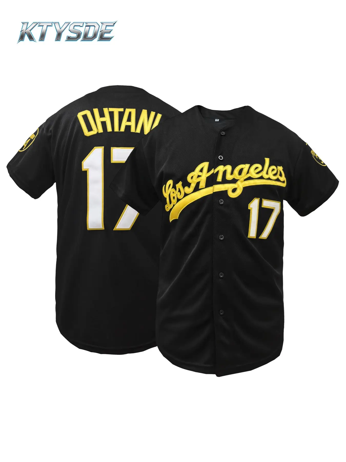 KTYSDE #17 Los Angeles Baseball Jersey for Men Women,Embroidered Short Sleeve Button Down Fan Jersey, Sports Style Jersey, Unisex Retro Casual Sports Shirt for Game Day Party Gift, Sporty Jersey, Athletic Activewear, Sports Top, Embroidered Sportswear Top