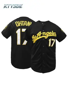 KTYSDE #17 Los Angeles Baseball Jersey for Men Women,Embroidered Short Sleeve Button Down Fan Jersey, Unisex Retro Casual Sports Shirt for Game Day Party Gift, Sporty Jersey, Athletic Activewear