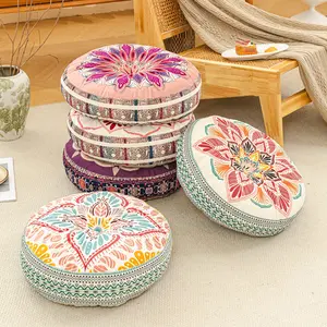 Round Elastic Seat Cushion, Vintage Style Wind Chair Pad, Non-Slip Back, Pet Friendly, Suitable for Living Room Bedroom Car Seats, Elastic Furniture Protector