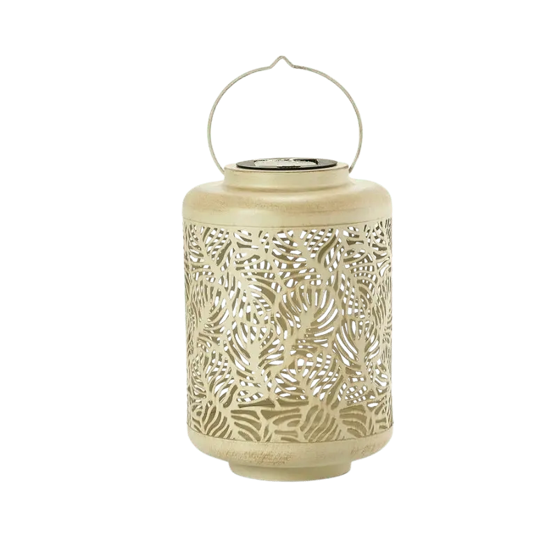 Bliss - 12" Large Decorative Solar Lantern (Banana Leaf) - Antique White (Add-On)