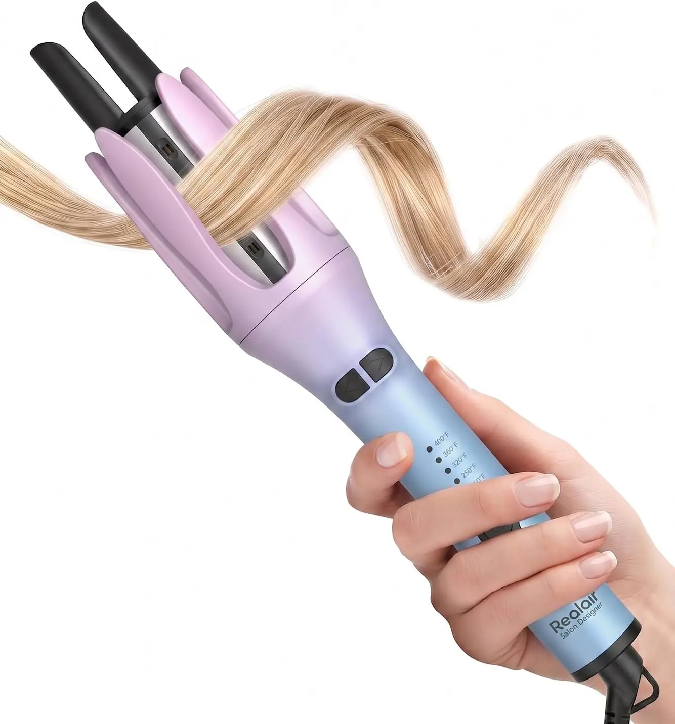 Automatic Rotating Curling Iron, 1 Inch Auto Hair Curler for Beach Waves, Dual Voltage Ionic Curling Wand, Anti-Scald Lightweight Hair Curler for Long Hair & Travel