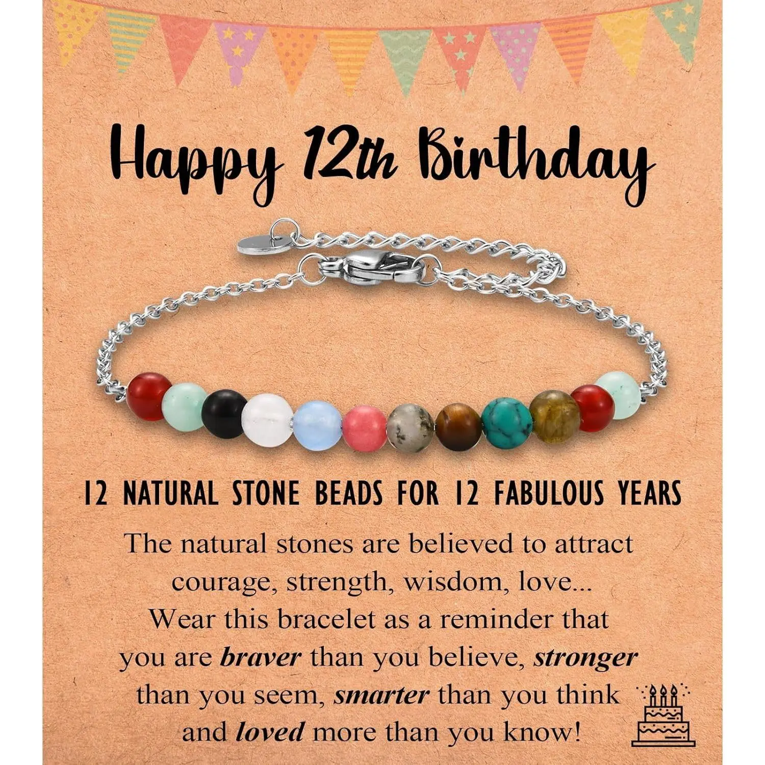 6-21 Year Old Birthday Gifts for Girls Women,   Stones Birthday Bracelet Gifts for Daughter Granddaughter Niece with Happy 6th-21st Birthday Card