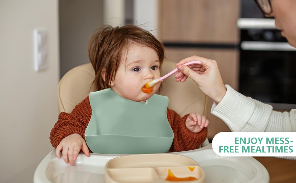 3-Pack Silicone Baby Bibs for Toddlers – Soft Adjustable Waterproof Bibs with Food Catcher Pocket for Boys & Girls