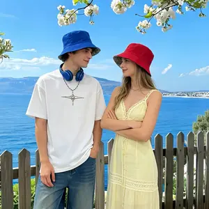 2/4 Pcs Men’s & Women’s Trendy Cotton Bucket Hat - Adjustable, Foldable, Round-Top, Resort-Themed, Smart Outdoor, Solar Protection Sun Hat for Beach, Golf, Travel (Packable Fisherman Cap), Adjustable Foldable Hats, Resort-Themed Hats